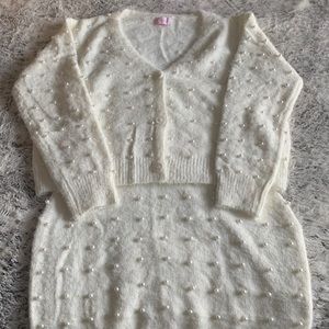 Pink lily pearl dress and sweater